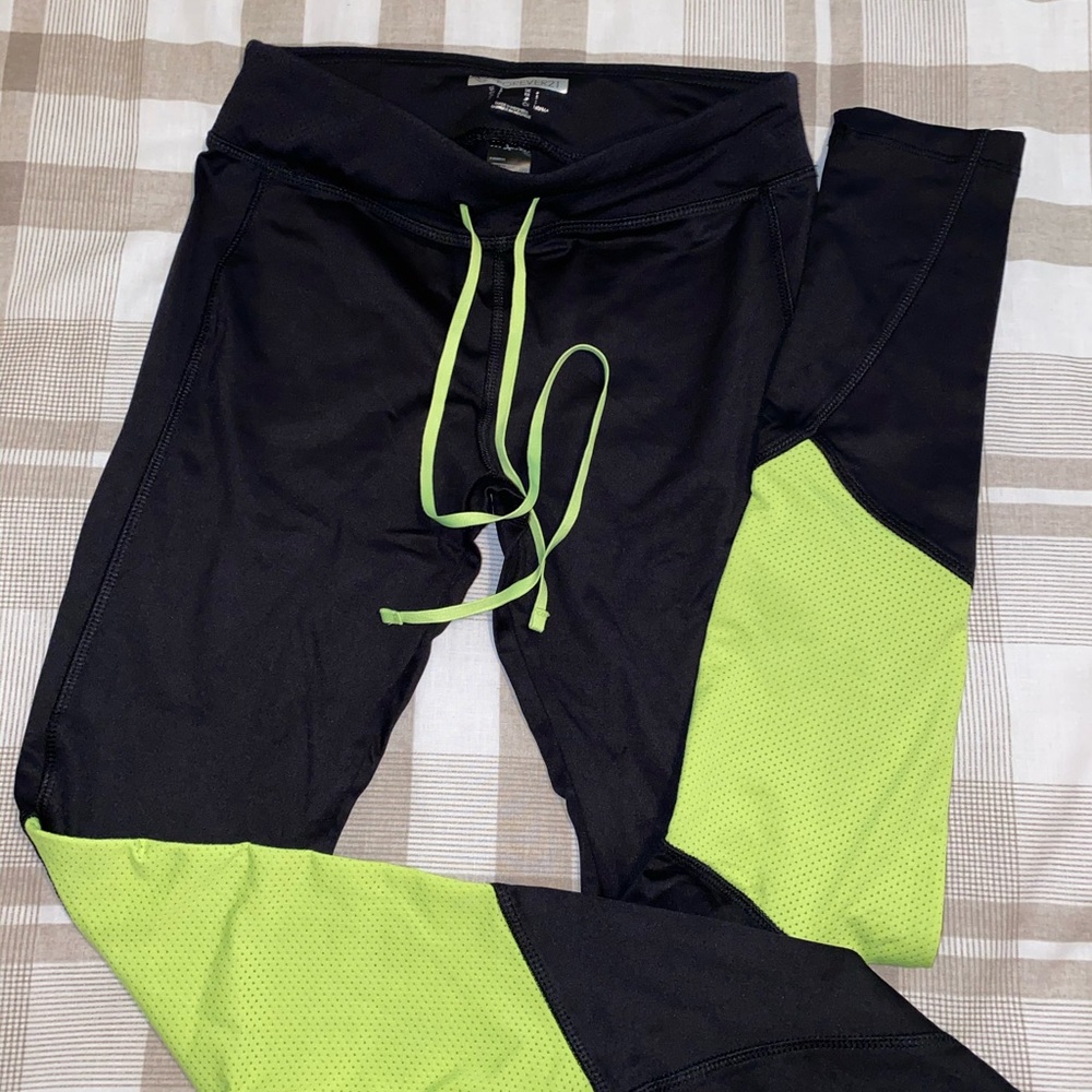 Black and Neon Yellow Athletic Legging